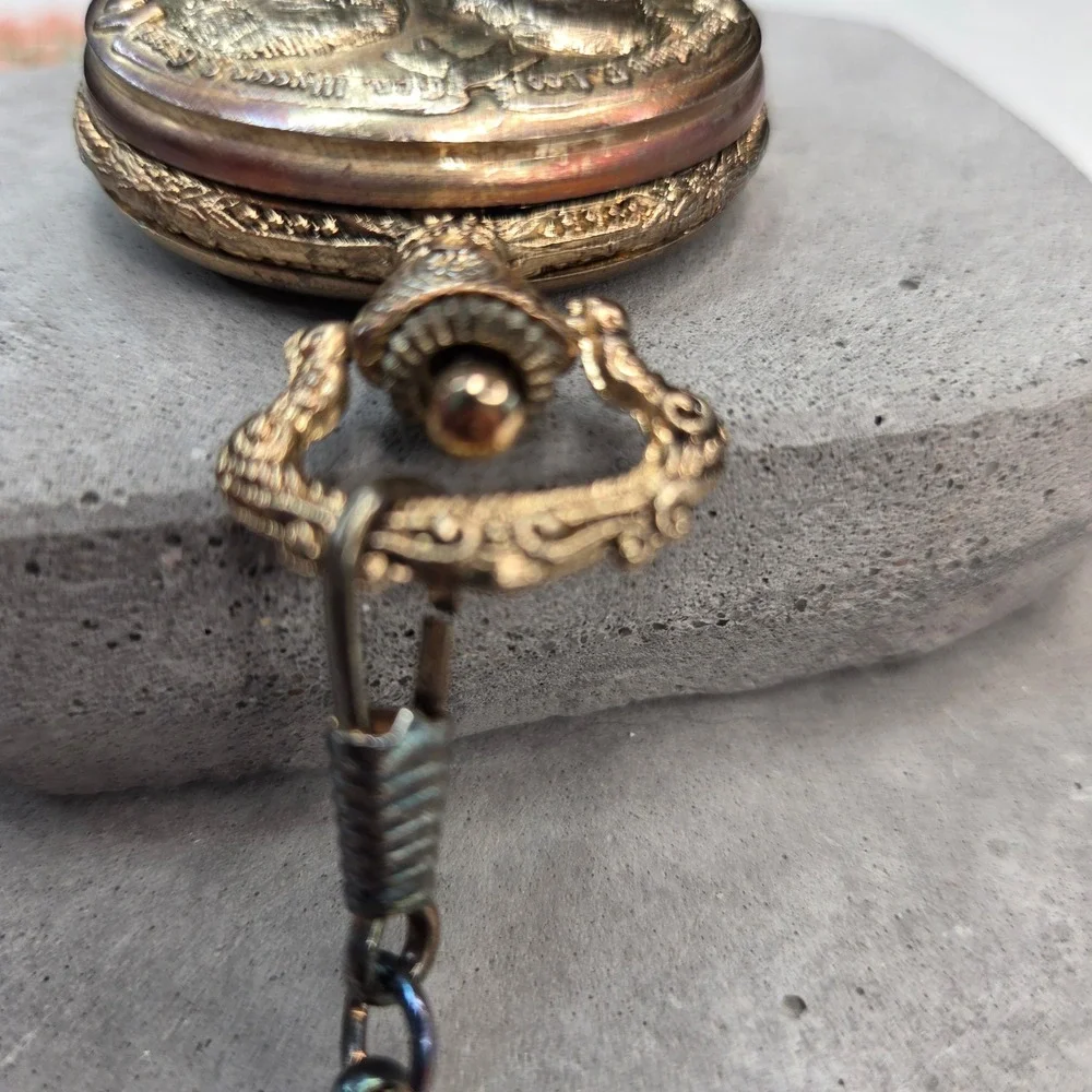 Luxury Civil War Commemorative Pocket Watch Lee Grant Bronze Tone Snake Chain